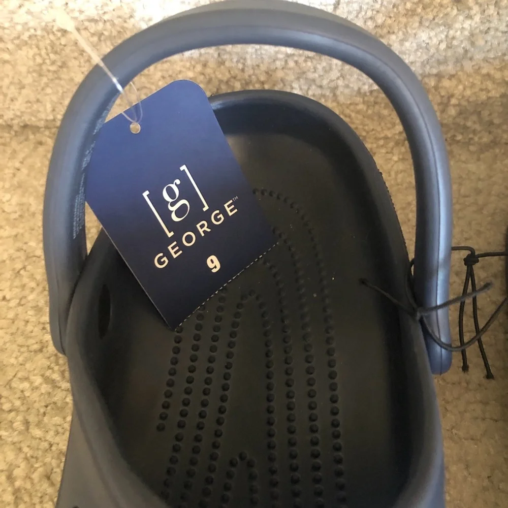 New Men’s George Navy Blue Slip-On Clog Sandals size 9